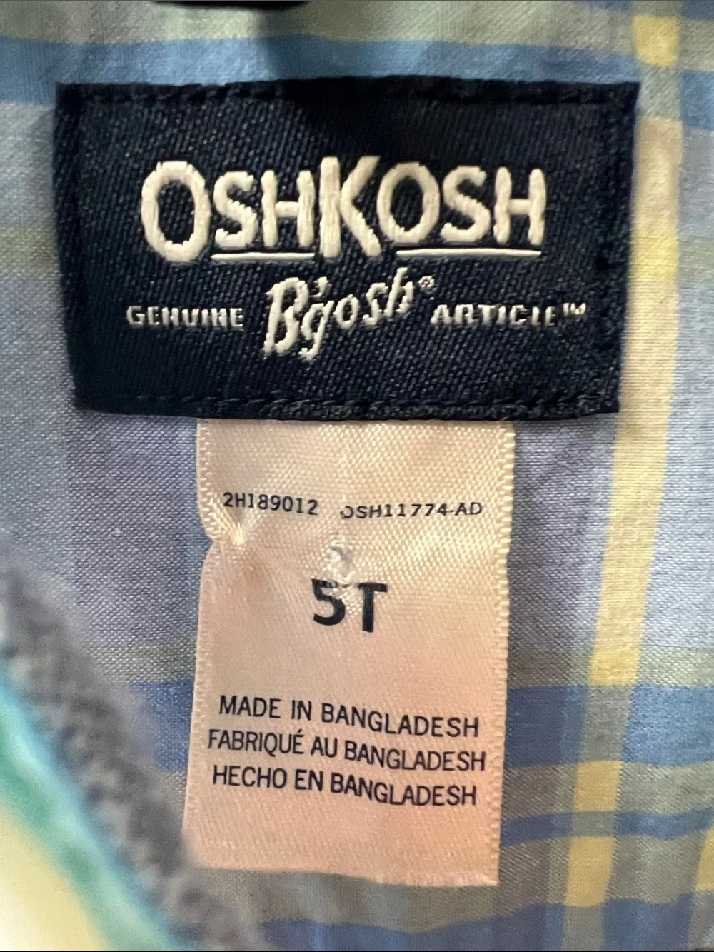 Oshkosh B’gosh Blue Multi Plaid Short Sleeve Button-Down Shirt
